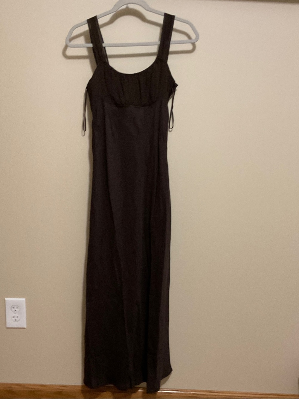 Satin Slip Maxi Dress - Chocolate Brown